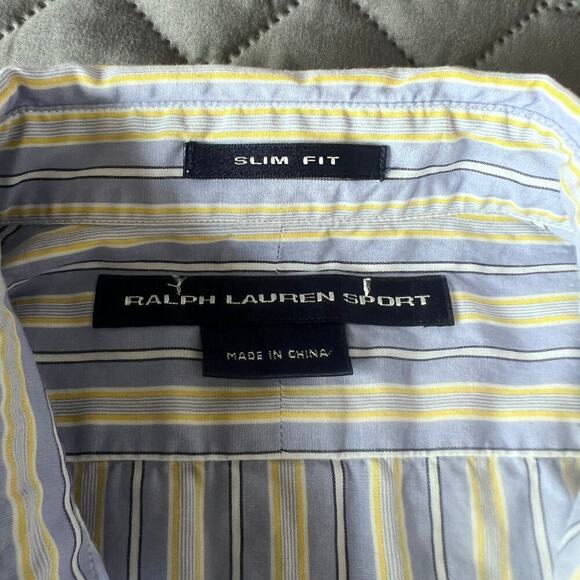 ✨Polo Ralph Lauren Sport Womens Size 8 Slim Fit Striped Button Up Long Sleeve - Picture 2 of 7